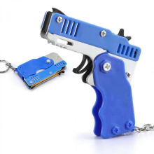 Ghyt Band Toy Mini Foldable Beach Toys With 60 Elastic Rubber Bands Mini Metal Folding Rubber Launcher Cool Keychain Rubberblue