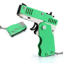Ghyt Band Toy Mini Foldable Beach Toys With 60 Elastic Rubber Bands Mini Metal Folding Rubber Launcher Cool Keychain Rubbergreen