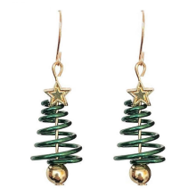 1 Pair Christmas Stud Earrings Christmas Earrings Christmas Jewelry Gifts for Girls Women Gold Plated Spiral Christmas Tree Earrings