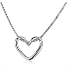 Love Heart Pendant Necklace, Minimalist Heart Necklace Hollow Heart Choker Necklace Silver Charm Jewelry Birthday Day Gift for Girl