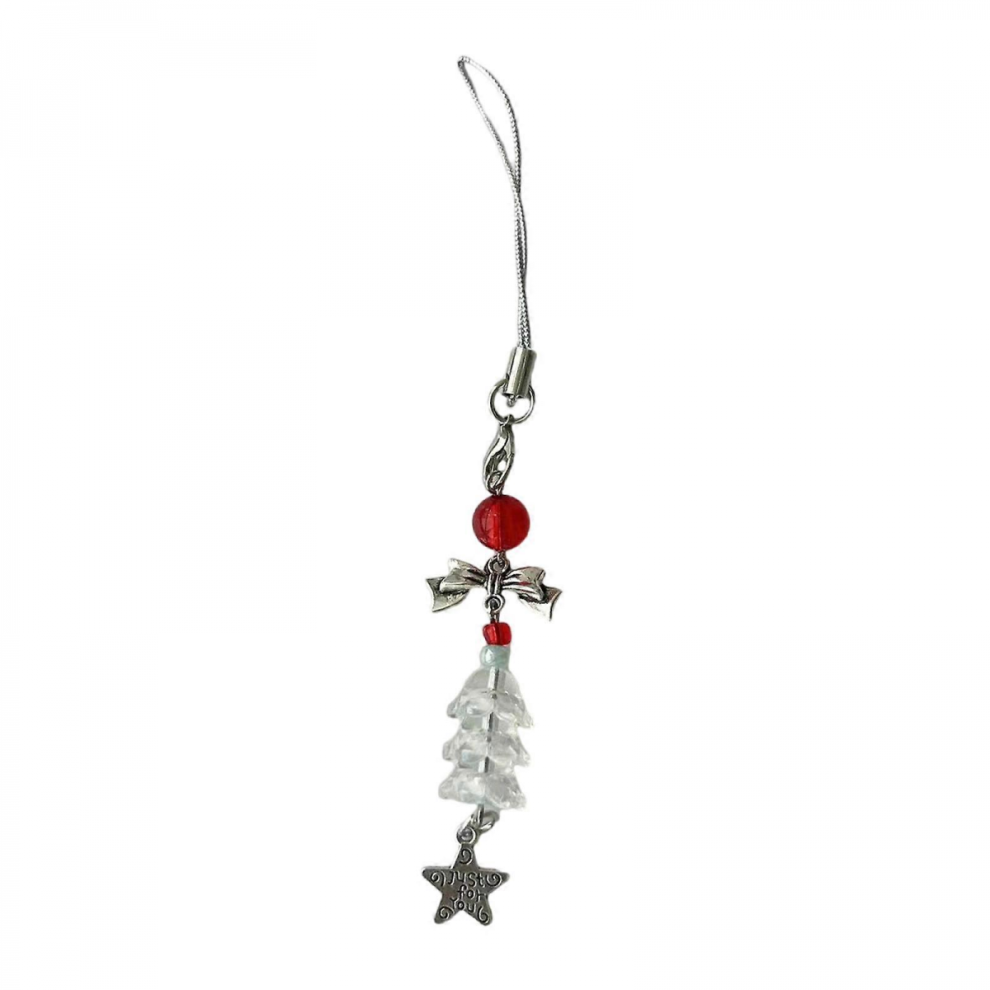 Christmas Tree Pendant Cellphone Strap Colorful Beaded Keychain Handmade Acrylic Keyring For Parties And Daily Wearwhite 7632237759692