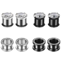 Tunnel Earrings,pack Of 8 Flexible Thin Tunnel Expander Hoop With Zirconia In Stainless Steel,e Earrings For Men Women Body Piercing Jewellery 12mm lu