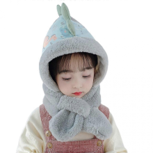 Windproof Scarf Dinosaur Hat Fashion Winter Warm Kid Warm Hat Windproof Neck Scarf Set One-Piece Cap and Scarf pinkBlue