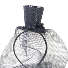 Veil Top Hat Fascinators Hair Hoop Opera Tea Hat for Girls Kids Vintage Pillbox Hat Tea Hat Fascinators Halloweensequin veil