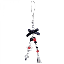Strawberry Cross Pendant Keyring Gothic Keychain Backpack Decoration Black Bowknot Keyholder Women Girl Jewelry OrnamentStyle 2