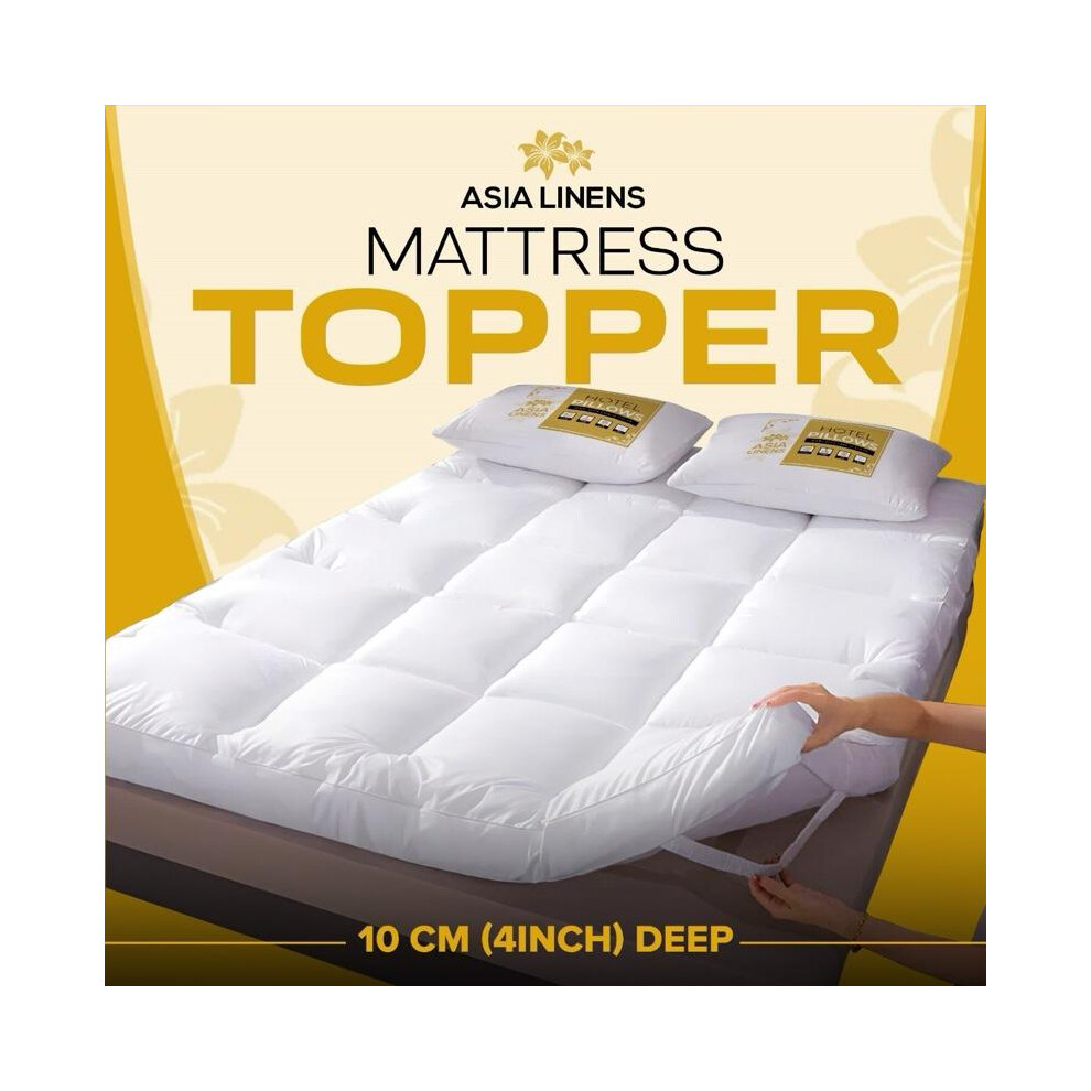 (DOUBLE) Hotel Quality Mattress Topper 10cm/4inch EXTRA thick Topper | ASIA LINENS LTD | SAME DAY DISPATCH-image-OPC-PKHKTB9-NEW