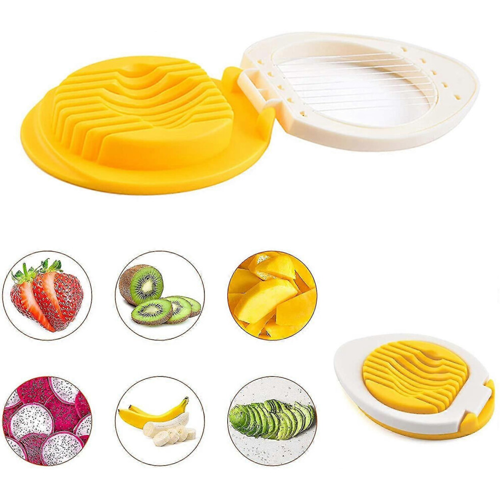 Egg Cutter, 2 Pieces, Stainless Steel, for Cutting Hard-Boiled Eggs Quickly and Efficiently, for Kitchen, for Strawberries