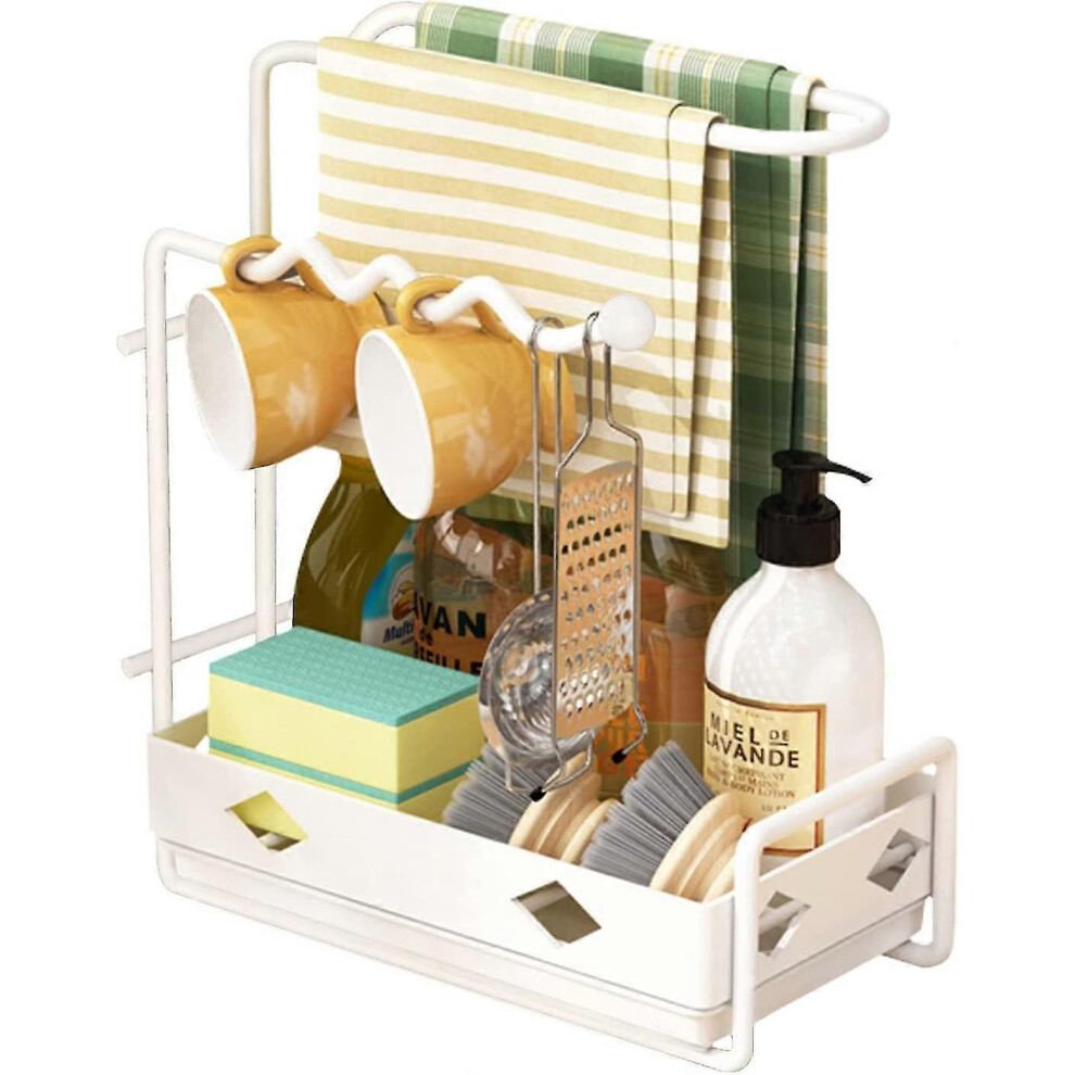 Sink Organizer, Kitchen Organizer with Dishcloth Holder, Sink Caddy, Storage Rack, Organizer for Storage, Kitchen Sink Accessories, Sponge, Scrub
