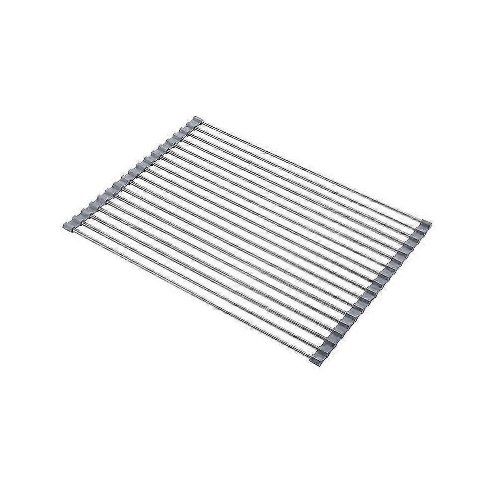 Stainless Steel Foldable Dish Rack, Roll-up Drainer, Kitchen Shelf