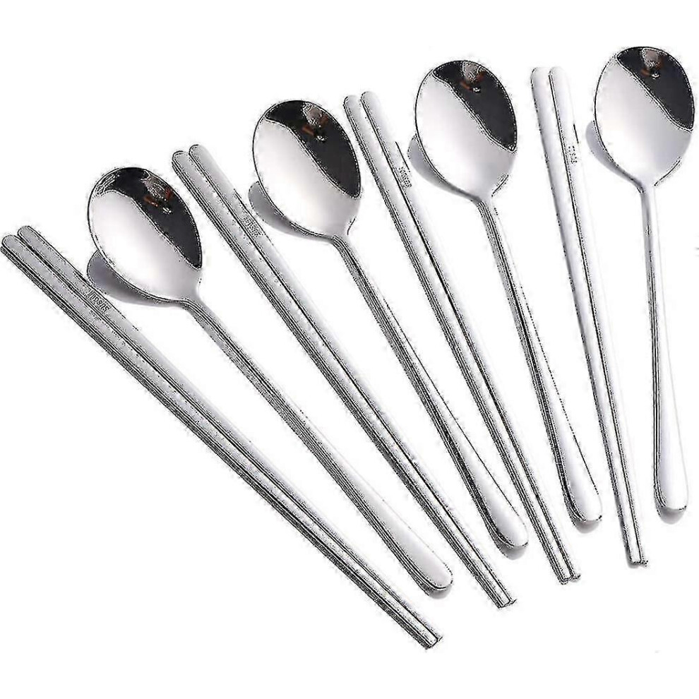 Korean Style Stainless Steel Spoon and Chopsticks Set of 4 - Pjun