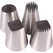 Large Piping Nozzle Set with French Star Tip for Eclairs, Churros, Meringues, Square Icing Tip and Extra Large Round Icing Tip