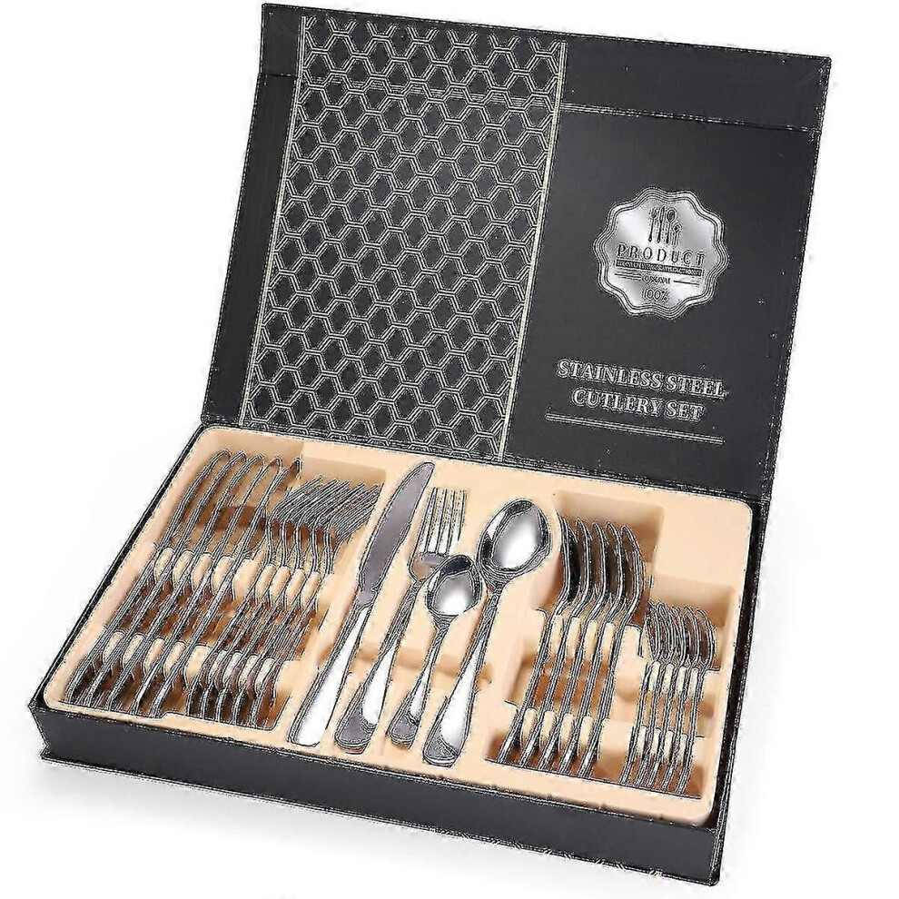 （Silver）24 Piece Stainless Steel Cutlery Set Silver