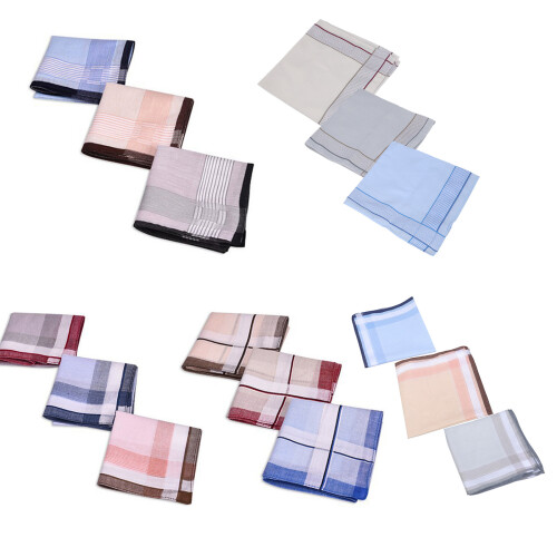 3Pcs Checked Handkerchiefs Casual Formal Occasion-Style C 1