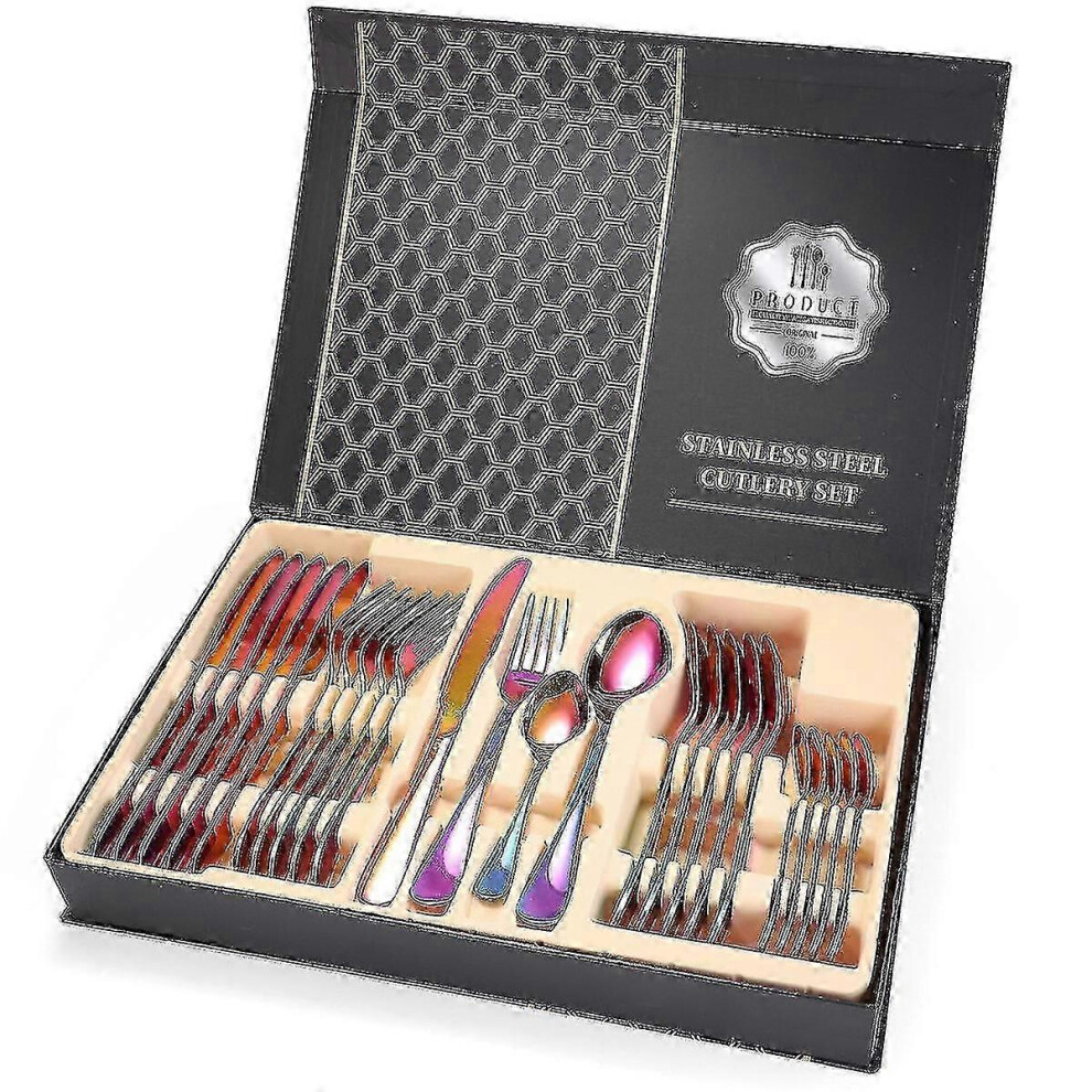 （Purple）24-Piece Stainless Steel Cutlery Set Purple