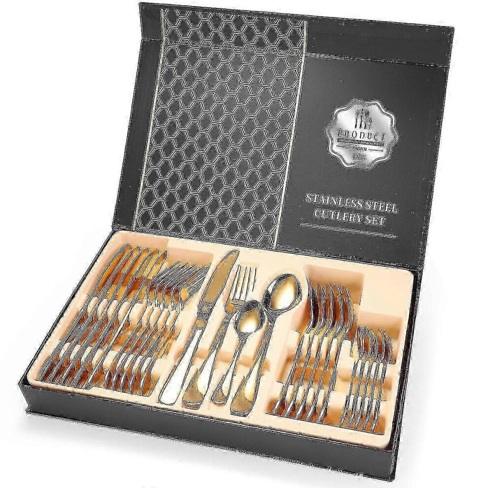 （Gold）24-Piece Stainless Steel Cutlery Set Gold