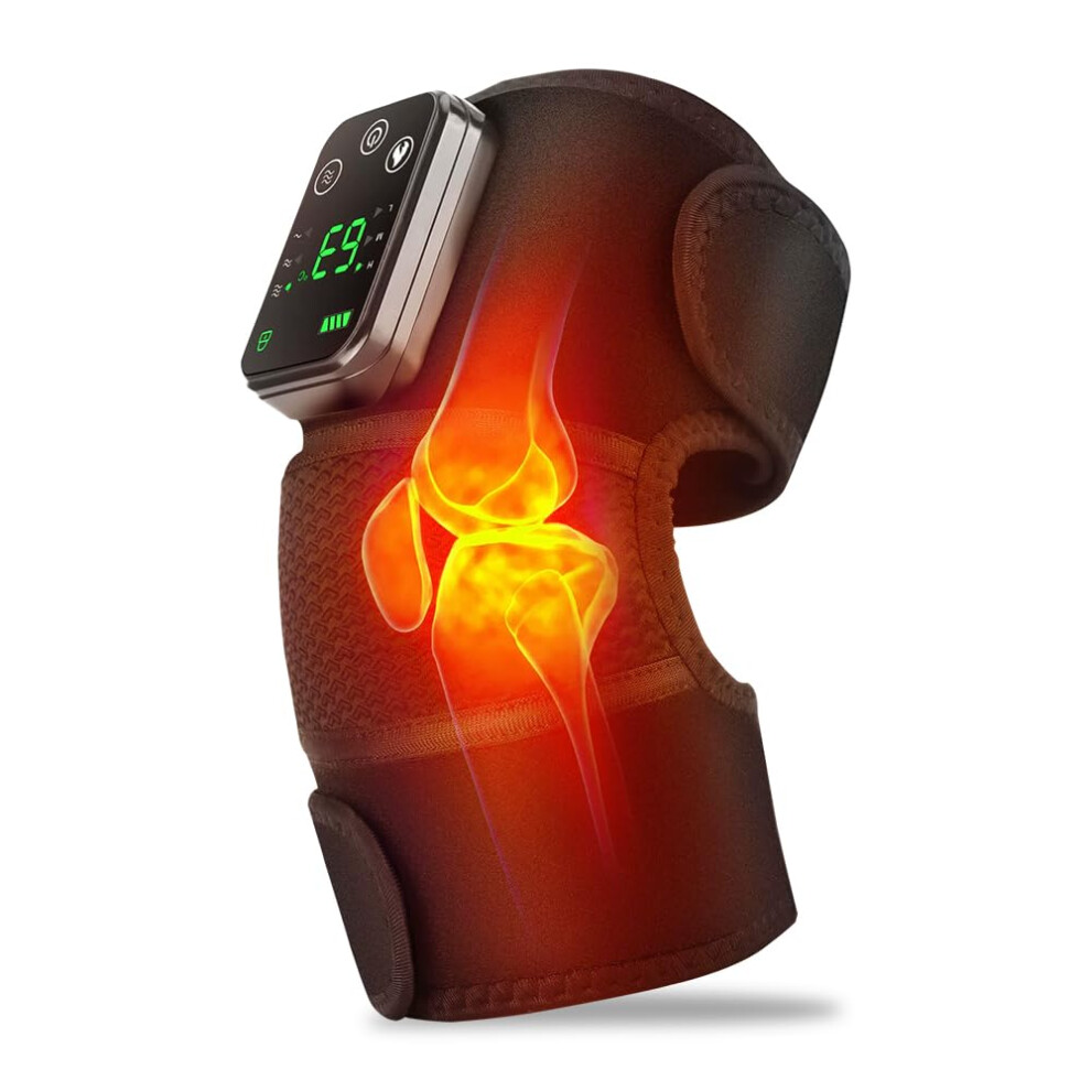Heated Knee Massager with 3 Heat Levels, Vibration Modes, Timers for Pain Relief