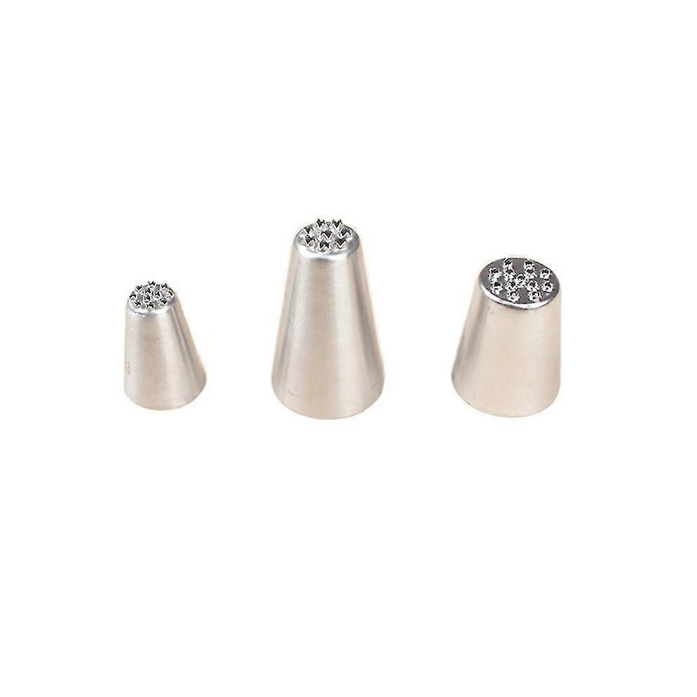 Set of 3 stainless steel icing nozzles for decorating cakes, fondants and buttercreams