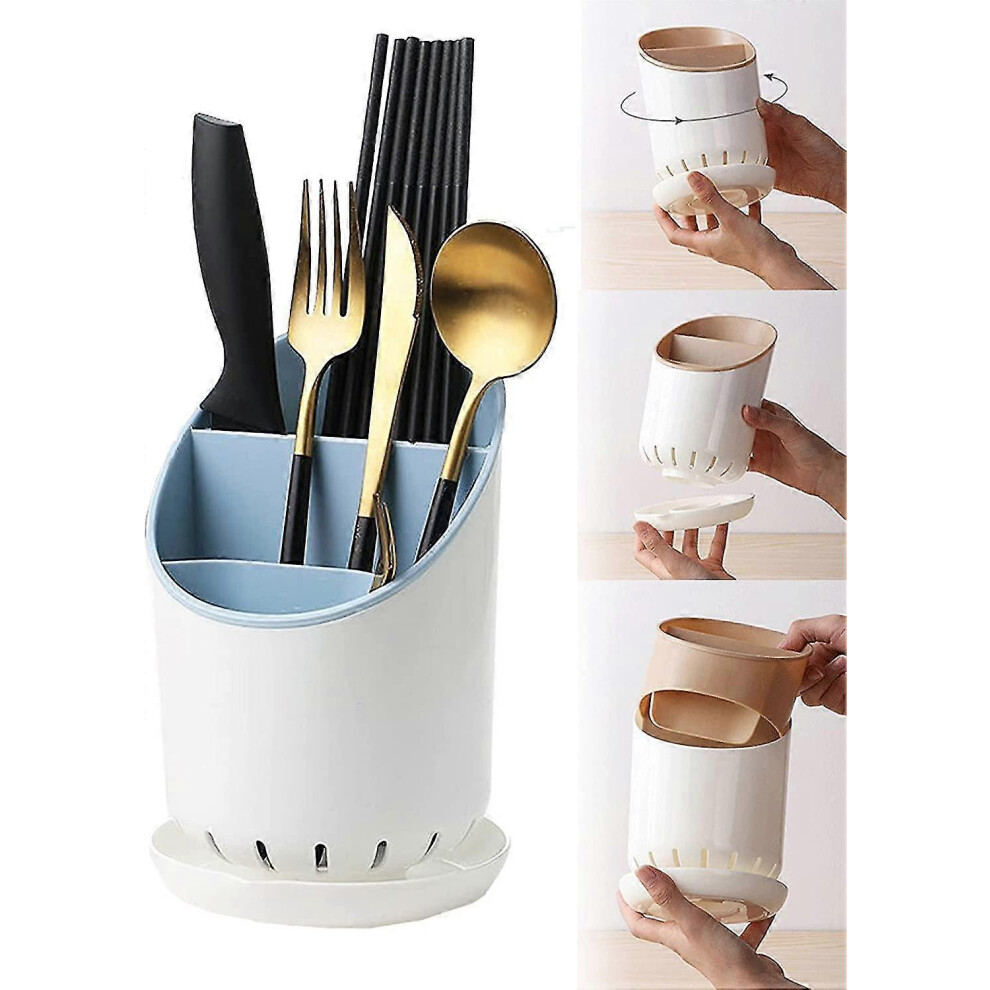 Countertop cutlery drainer with drip tray and drainage hole
