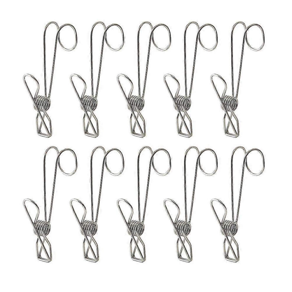 Set of 10 stainless steel clothespins for outdoor lighting