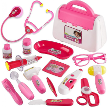 Children's Doctor's Case Pink Toy Doctor Tools With Heilwiy Stethoscope, Pretend Play