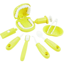 9 Pcs/set Children Role-playing Toy Crocodile Early Education Cartoon Tooth Brushing Model Yellow