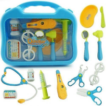 Children Medical Pretend Doctor Kit Play Toy Set&case Doctor Nurse Play Games Playset Toys Accessory For Kids GiftsBlue No Led