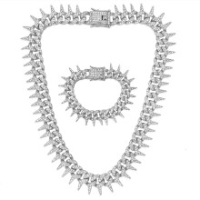 Link Jewelry Set Rhinestones Jewelry Hip Hop-silver Style 5