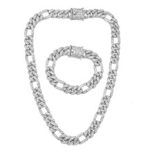 Link Jewelry Set Rhinestones Jewelry Hip Hop-silver Style 4
