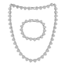 Link Bracelet Set Sparkling Necklace and-silver Style 2