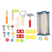 Wooden Tool Toy Box DIY Educational Realistic Screwing Removing Nuts Wood Tool Building Box Kit for Children Star Tool Basket