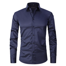 (4XL)Men's Long Sleeve Solid Color Stretch Shirt Fashion CasualShirt