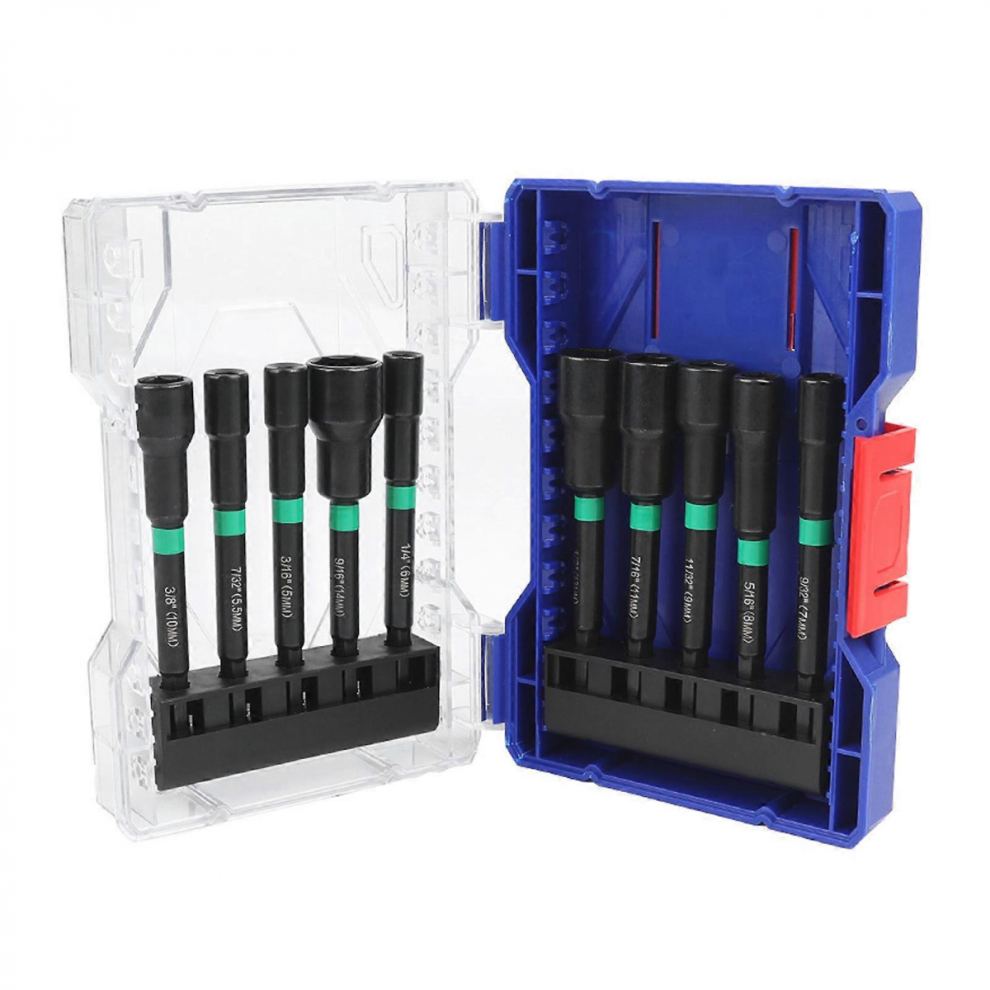 Multiple Size Hex Shanks Socket Bit Extended Length Socket For Electric Drills And Screwdriver With Enhancing Magnetismblue Box Set 7632237785950