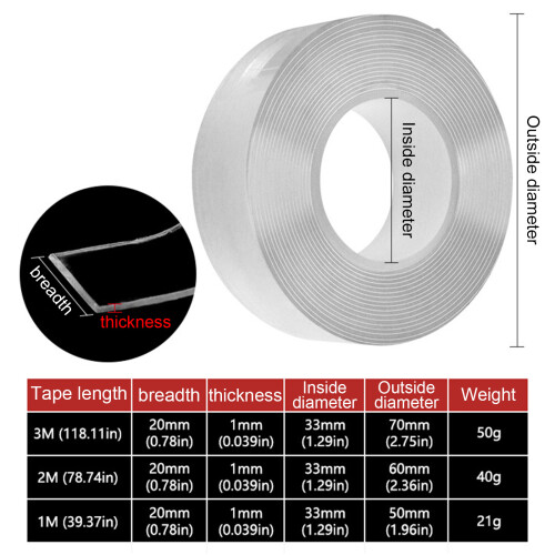 Versatile  Mounting Tape Clear Double Sided Tape Heavy Duty-2M 1