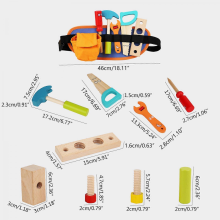 Screw Toys Simulation Tool Belt Toy Children Pretend for Play Wooden Toolbox DIY STEM Building Set Toddler GiMulticolor