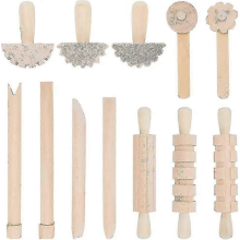 12-Piece Clay Art Tool Set - Includes Roller, Hammer and Wooden Pottery Tools for Dough Accessories (Party Pack)