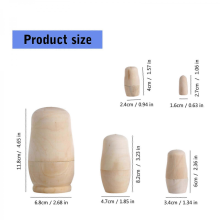 5 Pieces Unpainted Matryoshka for Doll Kids Brain Training Supplies Table for Play Toys Embryos Portable Educational ToyMulticolor