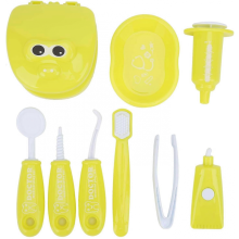 9Pcs Dentist Tools Children Pretend Play Dentist Check Tooth Model Toy, Educational Toy (Yellow)