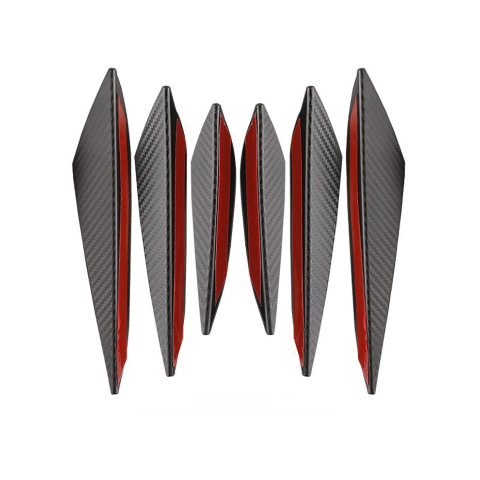 4/6Pcs Carbon Fiber Universal Front Bumper Lip Diffuser Splitter Fins Body Spoiler Canards Valence Chin Car Tuning Decor Dark/Grey 9393856750801