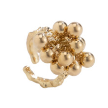 Fashionable Large Petal Flower Rings-Light Yellow Gold Color 01