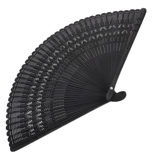 Zwarte Bamboe Vouwwaaier Voor Dames Elegant Vintage Handwaaier