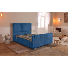 (King, Blue) Cairo Velvet Bedframe with Optional Ottoman Storage - Premium Comfort