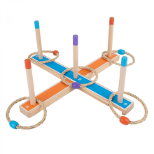 For Creative Hoop Ring Toss Indoor Outdoor Wooden Ring Toss Toy Kit Fun Set Toys