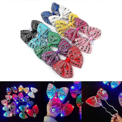 10 Pieces Led Up Sequin Bow Tie Adjustable Necktie Bowties For 1
