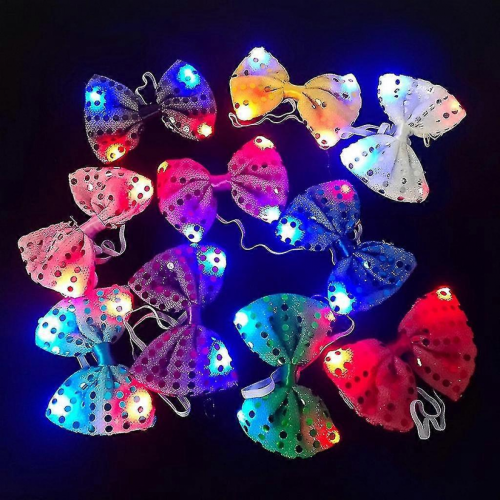 10 Pieces Led Up Sequin Bow Tie Adjustable Necktie Bowties For 2