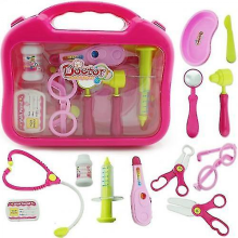 Children Medical Pretend Doctor Kit Play Toy Set&case Doctor Nurse Play Games Playset Toys Accessory For Kids GiftsPink No Led