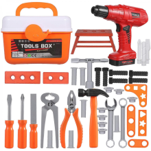 1 Set Play Tool Box Pretend Play Construction Set Toy Boys Toys Electric Drill Hammer Screw Driver with BoxAs Shown16.00X15.00X4.80CM