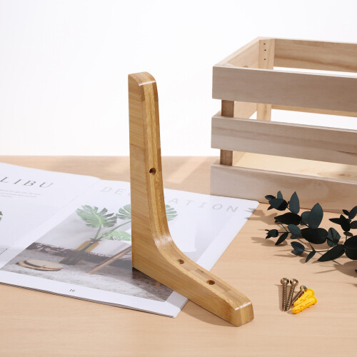 bamboo wall mount bracket shelf support triangle decorative floating 2