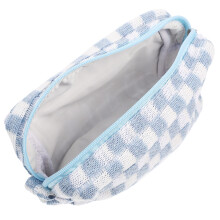 Checkered Makeup Pouch Bag Portable Storage For Women 1 Set