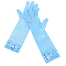 1 paar satijnen handschoenen met lange mouwen en strik, lichtblauw