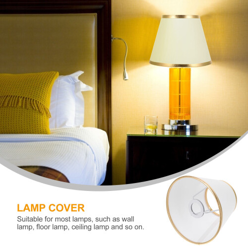 1Pc White Cloth Lamp Shade Durable Iron Frame Decorative Light Cover 2